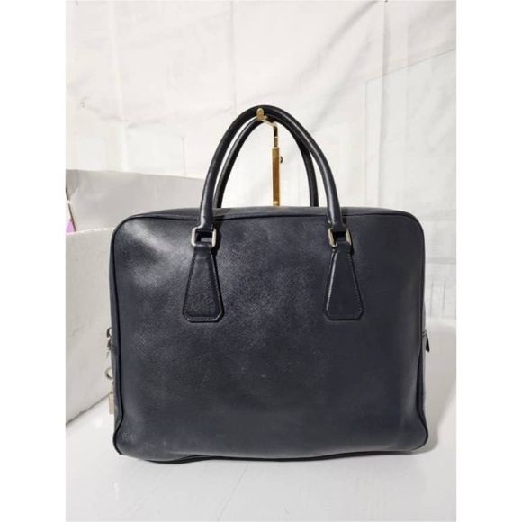 Authentic PRADA Vitello City Briefcase/Laptop Bag Deep Navy Blue - Picture 1 of 16